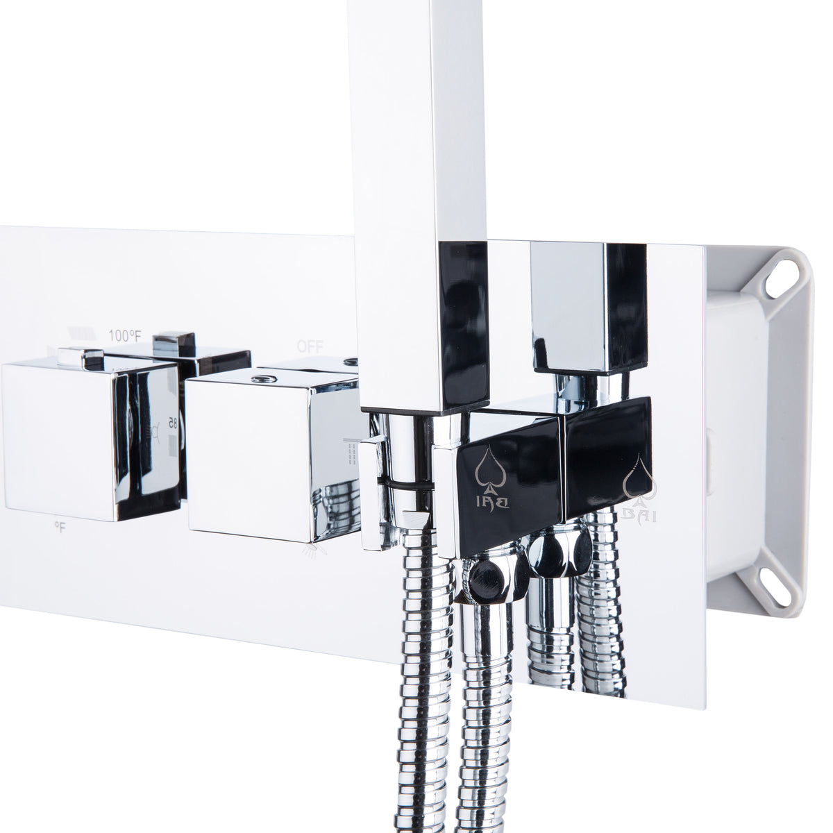 BAI 0194 Wall Mounted Handheld Shower Holder with Integrated Hose  Connection in Polished Chrome Finish